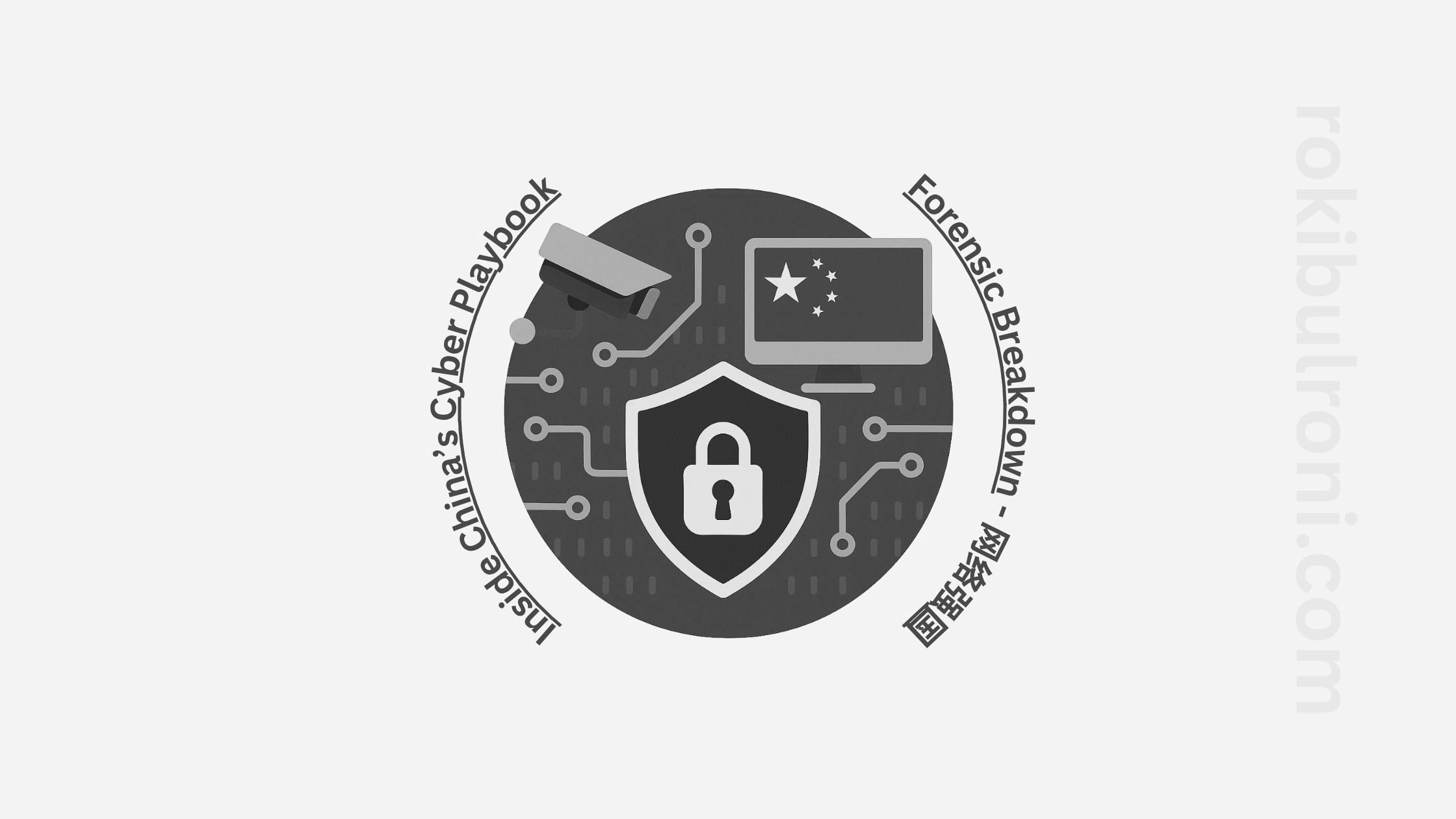 Illustration showing China's cyber power structure with interconnected PLA, universities, and tech companies symbolizing state-driven hacker recruitment.